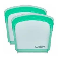 Cuisipro Silicone Seamless Reusable Bags (Green, 5.25 x 4.75-inch, 2-Pack)