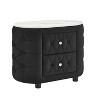 1pc Black Nightstand Upholstery Fabric Marble Top Two Storage Drawers Wooden Bedroom Furniture Oval Black - 2 of 4