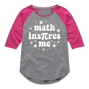 Girls' - Instant Message - Math Inspires Me Shirt Tail Raglan Graphic T-shirt - 1 of 4