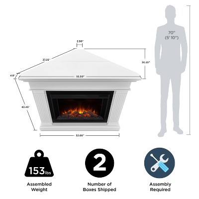 Kennedy 56" White Electric Corner Fireplace with Mantel