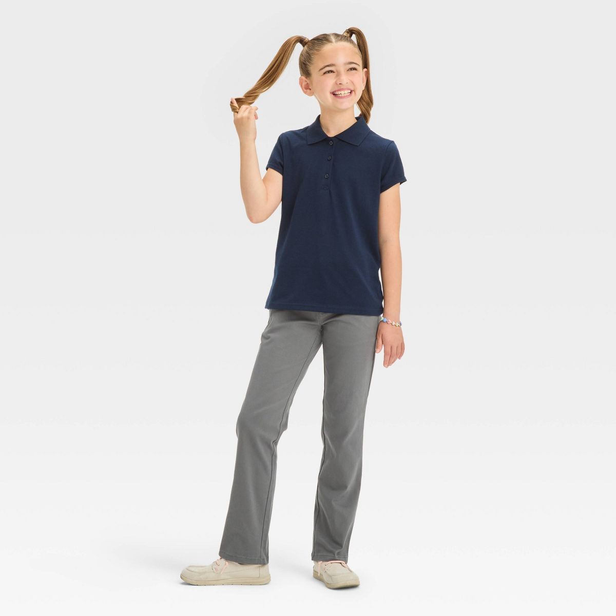 Girls' Short Sleeve Jersey Uniform Polo Shirt - Cat & Jack™ - thumbnail 3