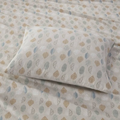 Queen Multi Leaves Cotton Flannel Sheet Set