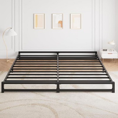6-Inch King Metal Bed Frame, Heavy Duty Platform with Steel Slat Support, Mattress Foundation, No Box Spring Needed, Noise-Free, Black