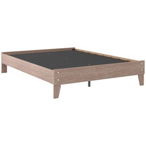 Signature Design by Ashley Queen Flannia Platform Bed Gray: Natural Finish, Wood Frame, No Box Spring Needed - 1 of 4