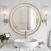 CAVINAS Round Wall Mirror with Whitewash Edge,Farmhouse Circle Mirror with MDF Frame for Bathroom Vanity,Living Room,Entryway,Natural - 3 of 4