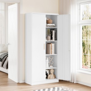Mlezan 71" Metal Garage Cabinet: 2 Doors, 4 Adjustable Shelves, Locking Storage. Steel Cabinet for Home, Office, Garage, Shop, or School Use. - 1 of 4