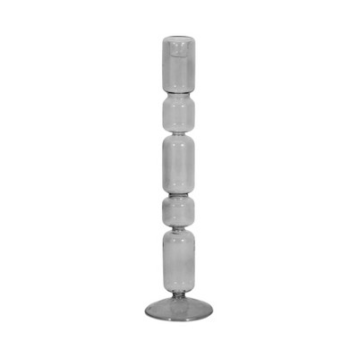 Glass Taper Candle Holder - Modern Decorative Candlestick Stand - Elegant Hand-Blown Glass Design - Home & Office Decor - 14" Black