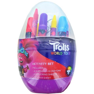 COLORING TROLLS WITH CRAYOLA COLORING KIT 200 MARKERS CRAYONS