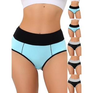 INSPIRE CHIC Women's High Waist Tummy Control Color-Block Available Briefs 6 Packs - 1 of 4