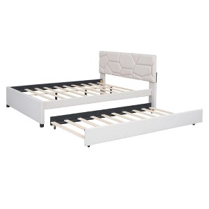 NicBex Queen Size Upholstered Platform Bed with Twin XL Size Trundle for Adults/Boys/Girls - 1 of 4