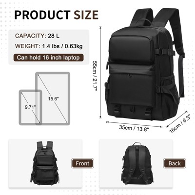 Unique Bargains Men Women Water-Resistant Large Capacity Laptop Backpack Black — фото 5