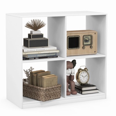 Tangkula 4-Cube Bookcase Floor Open Wooden Bookshelf with 2 Anti-Tipping Kits Modern Shelving Organizer Multipurpose Storage Cabinet Display Shelf Black/White