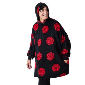 Dungeons & Dragons D20 Dice Black Hooded Wearable Oversize Blanket-OSFA - 1 of 4