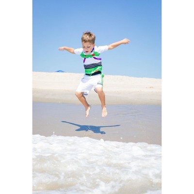 Disney Toy Story Little Boys' Cosplay 2-Piece Short Sleeve Raglan Swim Shirt and Board Shorts Outfit Buzz Lightyear White 5-6 — фото 4
