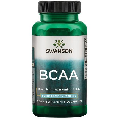 Swanson Dietary Supplements BCAA Branched-Chain Amino Acids Fortified with Vitamin B6 Capsule 100ct.