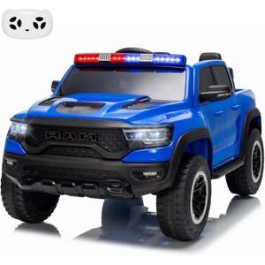 Jojoka 12V Licensed RAM 2-Seater Kids Ride On Police Truck, Electric Car w/ Remote, 3 Speeds, Suspension, LED Lights & Music - 1 of 4