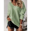 Imily Bela Women's Sexy V-Neck Sweater Long Sleeve Solid Color Knitted Loose Pullover Sweatshirt Top - 3 of 3