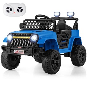 Costway 12V Kids Ride on Truck Car w/ Parental Remote 3 Speeds LED Lights & Music Player - 1 of 4