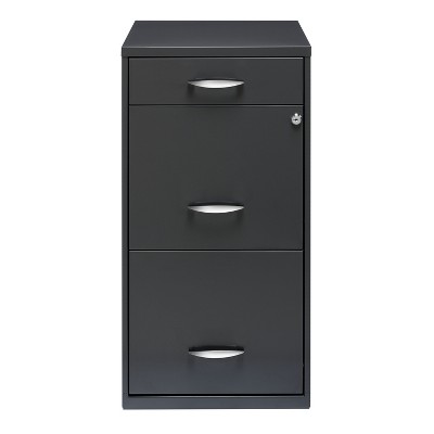 Charcoal 3-Drawer Lockable Mobile Metal File Cabinet