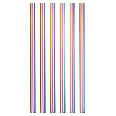 Unique Bargains Durable Material 304 Stainless Steel Straight Drinking Straw 9.49" x 0.47" (L*D) 6 Pcs