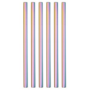 Unique Bargains Durable Material 304 Stainless Steel Straight Drinking Straw 9.49" x 0.47" (L*D) 6 Pcs - 1 of 4