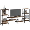 vidaXL Smoked Oak Engineered Wood TV Stand with Shelves - 81.3"x11.2"x37.4", Modern Entertainment Center for Living Room/Bedroom - 2 of 4