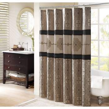Perry Embroidered Shower Curtain Black - Madison Park