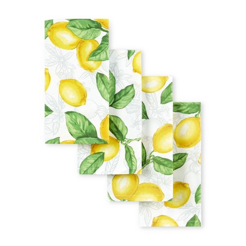 Martha Stewart 4-Piece Oven Mitt and Potholder Set, Lemon Whimsy