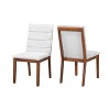 Set of 2 Mid-Century Modern Dining Chair Upholstered Dinner Chair, Stitching Design, Walnut/Gray - Modernluxe - 2 of 4