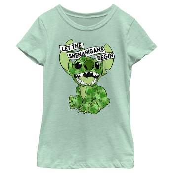 Girl's Lilo & Stitch St. Patrick's Day Stitch Let the Shenanigans Begin T-Shirt