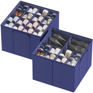 2-Pack Shoe Storage Bins with Dividers - Holds 16-32 Pairs of Shoes, Foldable Design for Seasonal Flexibility - 1 of 4