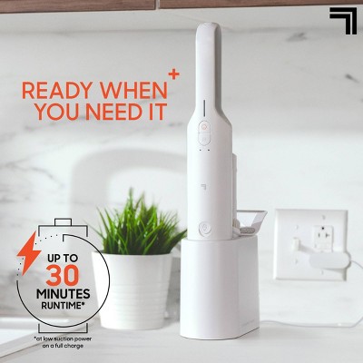 White Cordless Handheld Vacuum with HEPA Filter and Pet Tool
