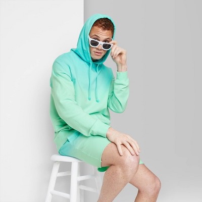 Men's Tie-Dye Regular Fit Hooded Pullover Sweatshirt - Original Use™ Aqua Green