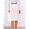 INSPIRE CHIC Women's Tweed High Waisted Button Decor Bodycon with Belt Office Midi Skirts - 3 of 4