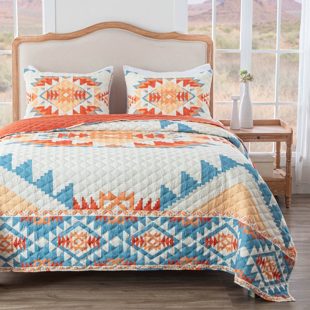 Photos - Bed Linen Greenland Home Fashions 3pc Full/Queen Horizon Quilt Bedding Set Orange