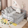 SEVOBAL Kids Beds Full Size Montessori Floor Bed with Fence Sturdy Pine Wood Easy Assembly for Kids in Modern Bedrooms, Grey, 78.35"*10.63"*4.13" - 2 of 4