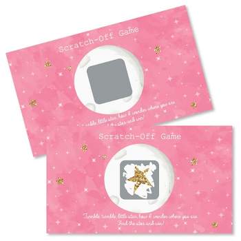 Big Dot of Happiness Pink Twinkle Twinkle Little Star - Baby Shower or Birthday Party Game Scratch Off Cards - 22 Count