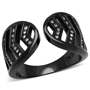 Slickblue Black Stainless Steel Ring, Clear Rhinestone Accent, Women’s Ring, Cuff Style, Black, Sizes 5-10 - 1 of 4