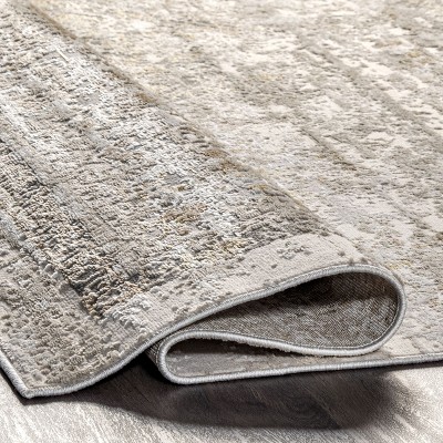 Elegant Faded Medallion 4' x 6' Beige Synthetic Area Rug