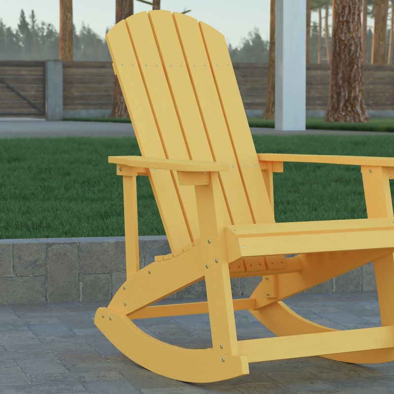 Emma and Oliver Classic All-Weather Poly Resin Rocking Adirondack Chair with Stainless Steel Hardware for Year Round Use, 6 of 13