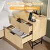 Fluted Nightstand with Charging Station & 2 Drawers, Bedside Table End Table, Natural Oak - 3 of 4