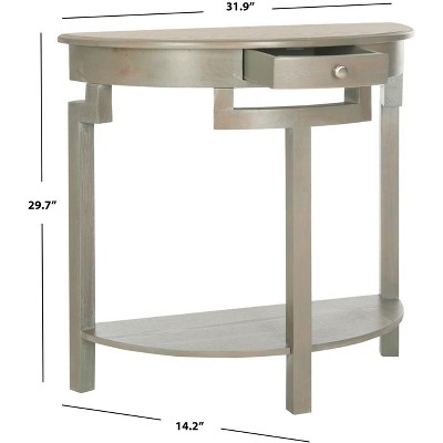 Transitional French Grey Demilune Console with Storage