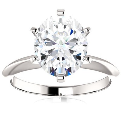 Pompeii3 3 Ct Oval Moissanite Solitaire Engagement Ring 14k White Gold ...