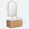 24" Wall-Mounted Floating Bathroom Vanity Bathroom Cabinet in Natural Walnut Color with Ceramic Basin and Iron Mirror Cabinet - 4 of 4