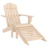 vidaXL Patio Adirondack Chair with Detachable Ottoman - Outdoor Relaxation Furniture in Durable Solid Fir Wood - Brown Light Wood - 2 of 4