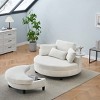 VYNXARIA 51-inch White corduroy sofa with two throw pillows and a waist pillow with an extra tray for comfortable seating in small apartment bedrooms - 3 of 4