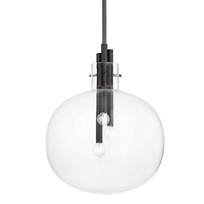 Hempstead Black Brass Globe 3-Light Pendant with Clear Glass