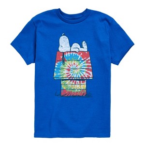 Boys' - Peanuts - Snoopy Tie Dye House Short Sleeve Graphic T-Shirt - 1 of 4