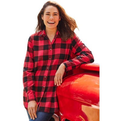 Woman Within Women's Plus Size Classic Flannel Shirt