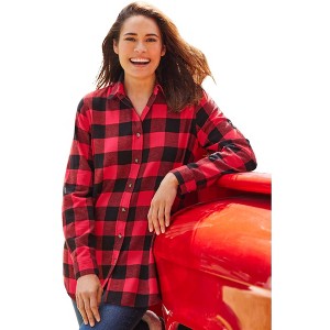 Woman Within Plus Size Classic Flannel Shirt - 1 of 4